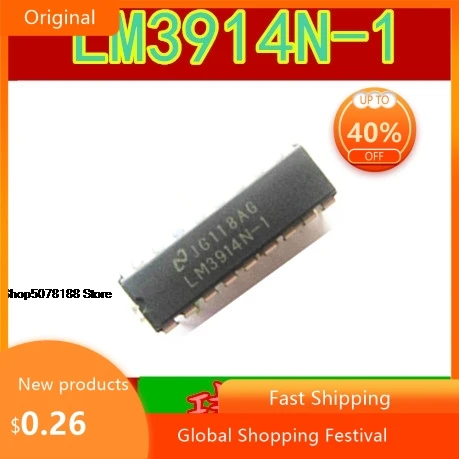 Компаратор напряжения LM3914N-1, плата индикации уровня заряда батареи LM3914, широко используемая микросхема DIP-18, 10 шт.