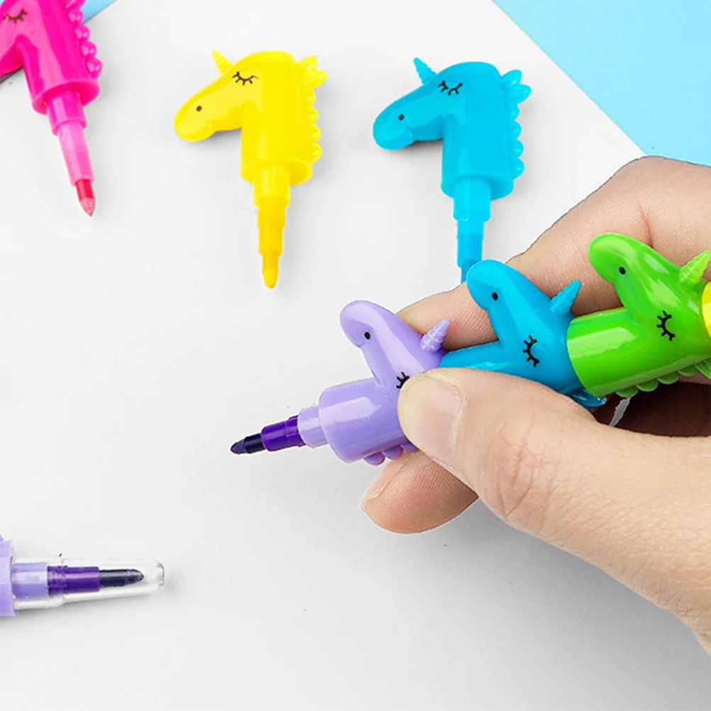 

4Pcs Crayons Stackable Buildable Colorful Rainbow Crayon Set for Creative Drawing DIY Birthday Party