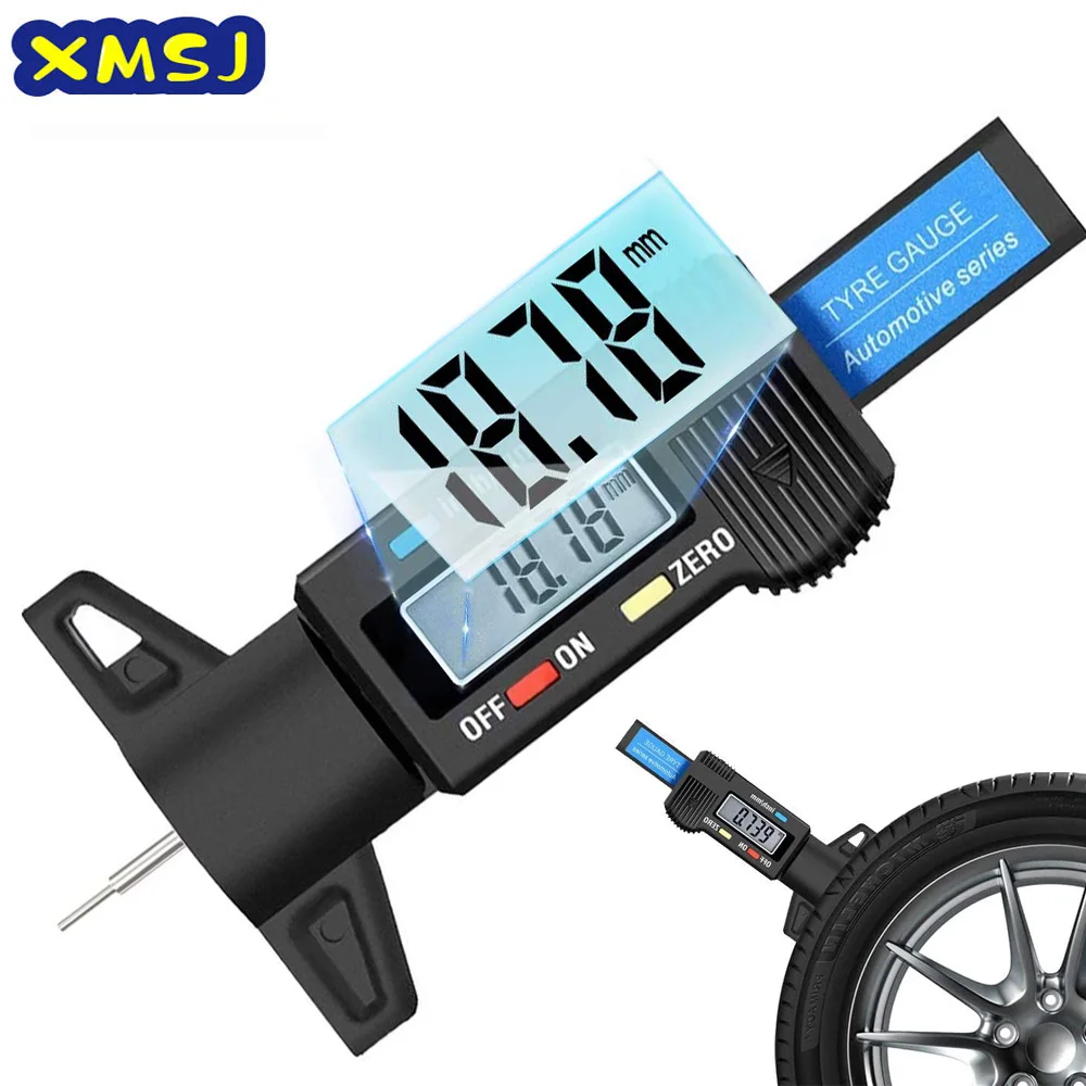 Thickness Gauges Digital CarTyre Tire Tread Depth Gauge Meter Measurer Tool Caliper Tread Brake Pad Shoe Tire Monitoring System