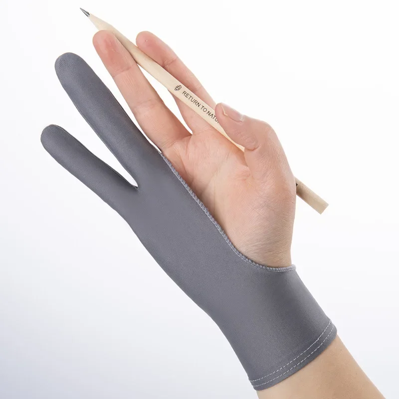 Guantes anti-mustouch de dos dedos, guantes anti-mustouch de tres capas para pintura y bocetos, guantes para tableta y dibujo