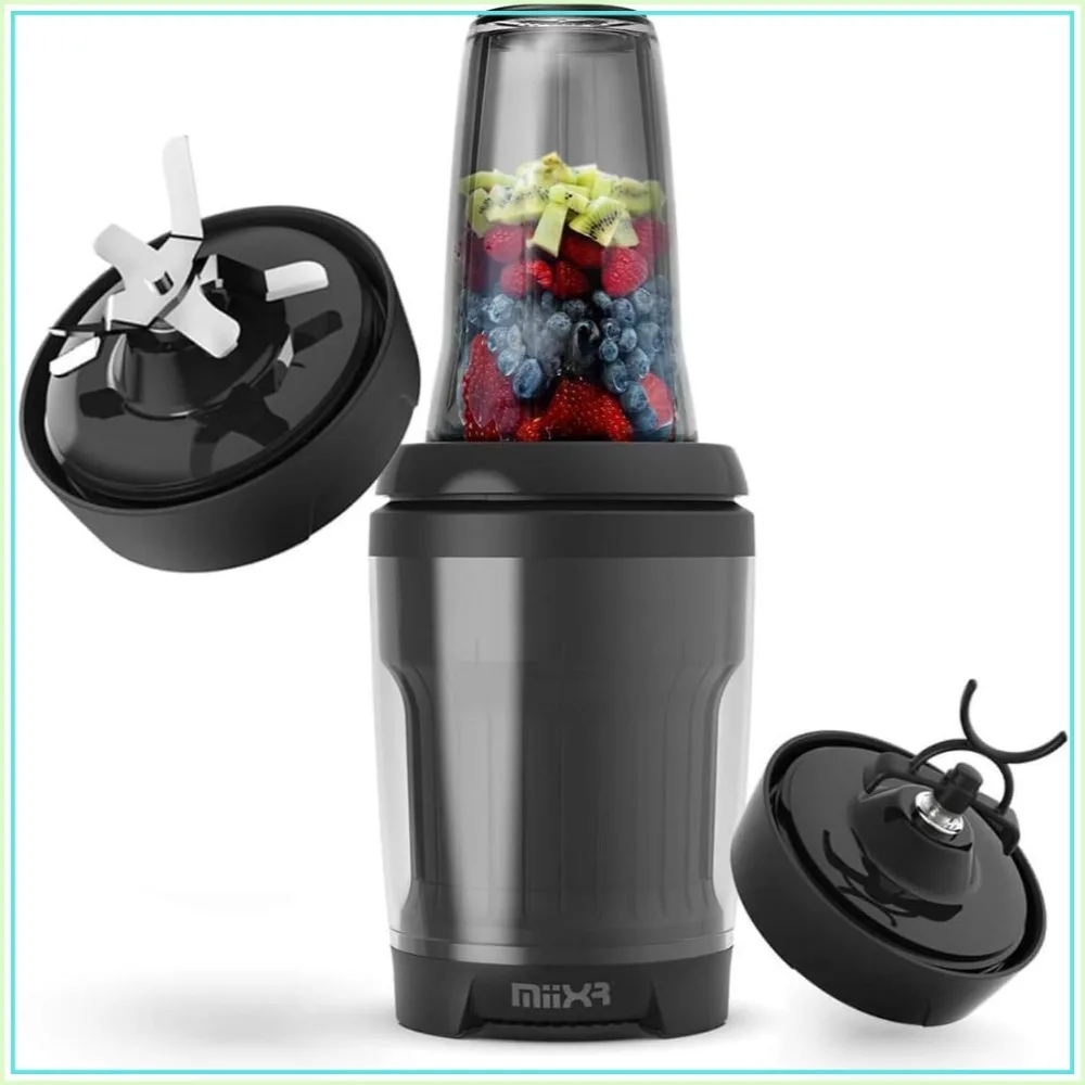

Personal Blender for Shakes and Smoothies - 7 Piece Set with Protein Mixer X-Blade and Agitator