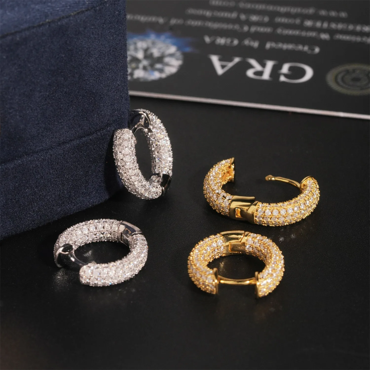 Moissanite Full Paved GRA D VVS1 S925 Sterling Silver Hip Hop Hoop Earrings Engagement Daily Luxury Jewelry For Men And Women