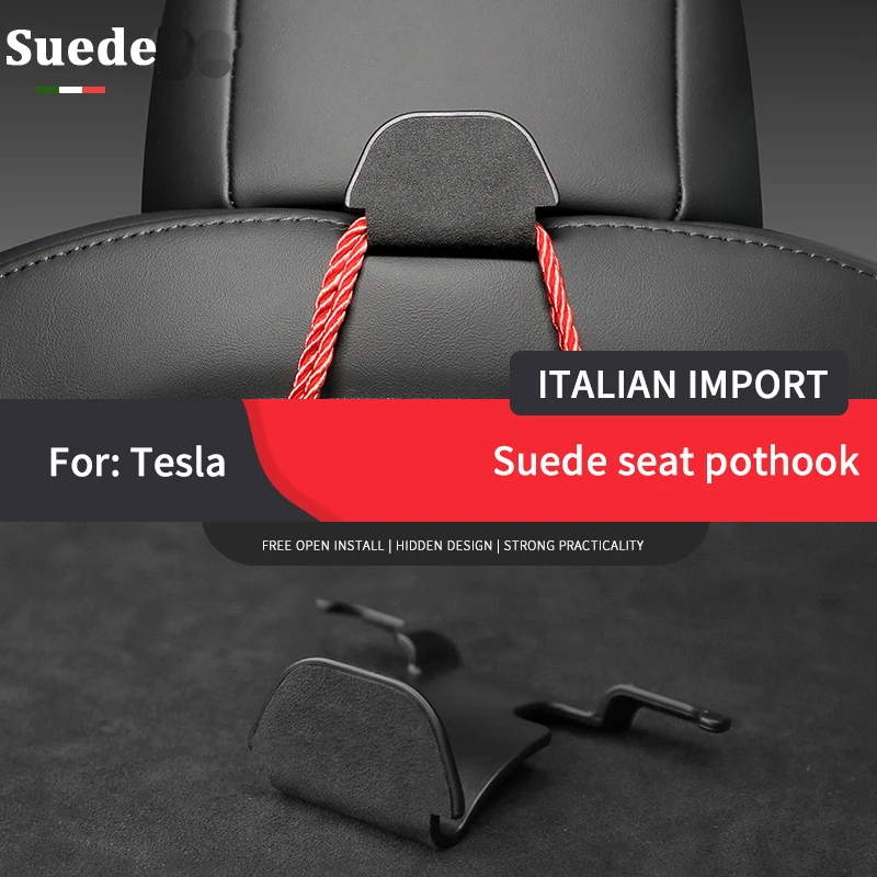 

Suede Backseat Hook For Tesla Model 3 Y 2018-2021 Back Seat Headrest Hanger Mount Holder Grocery Bag Umbrella Hook Accessories