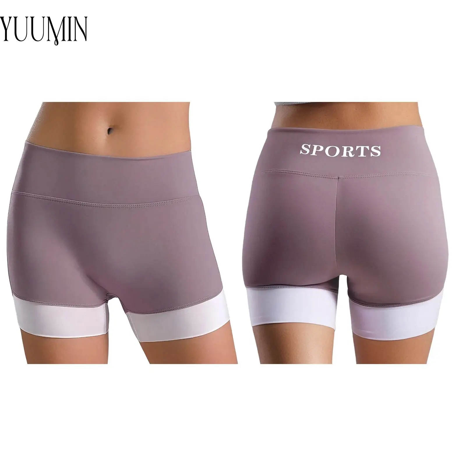 

Kids Girls Yoga Shorts Moisture-Wicking Stretchy Contrast Hem Shorts for Cycling Running Jogging Workout Sportswear Activewear