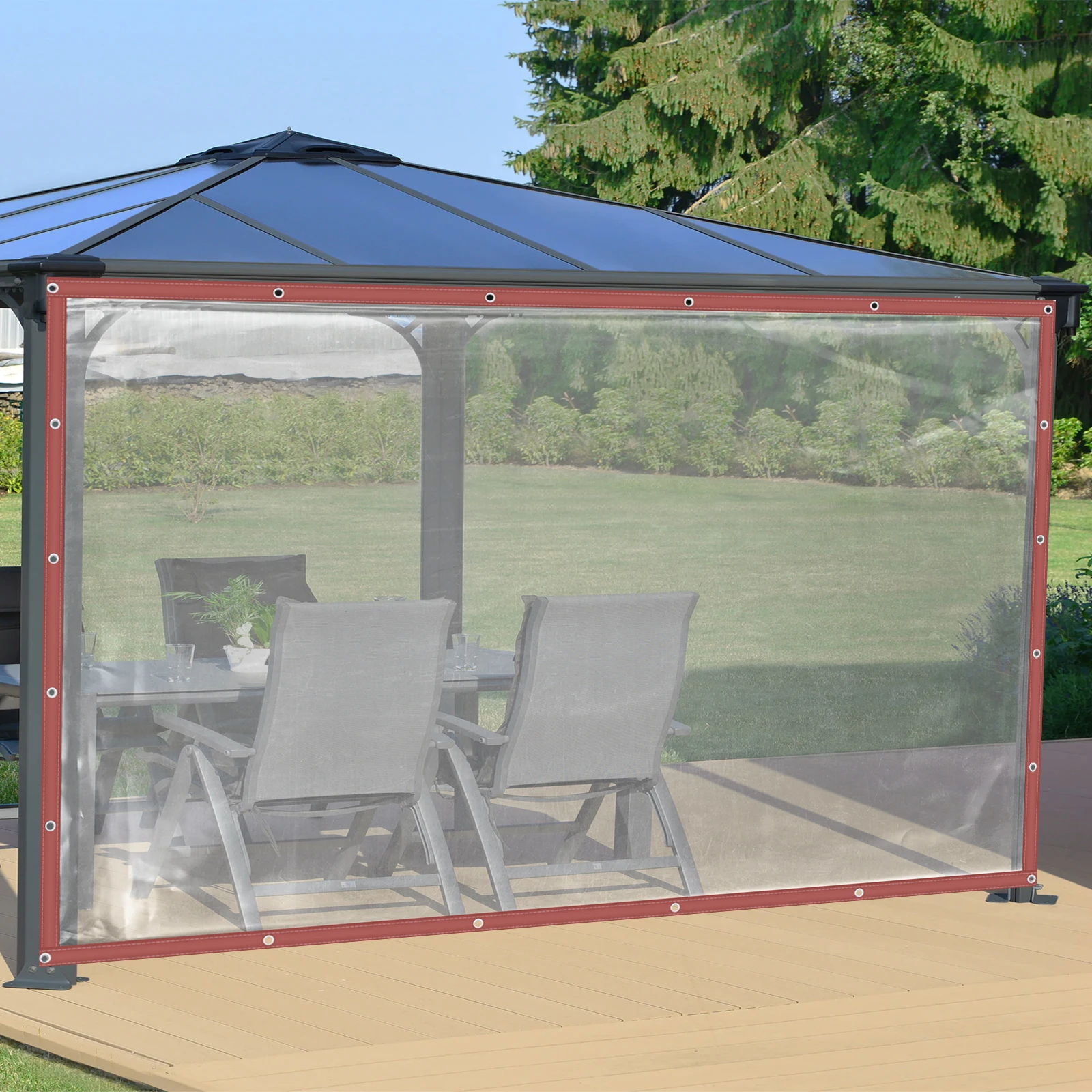 Thick PVC Rainproof Tarpaulin 2.5x6mWaterproof Tarp Cover with Metal Grommets High Light Transmittance Thermal Insulation Tear Resistant Reusable Easy Clean for Patio Canopy Camping Storage
