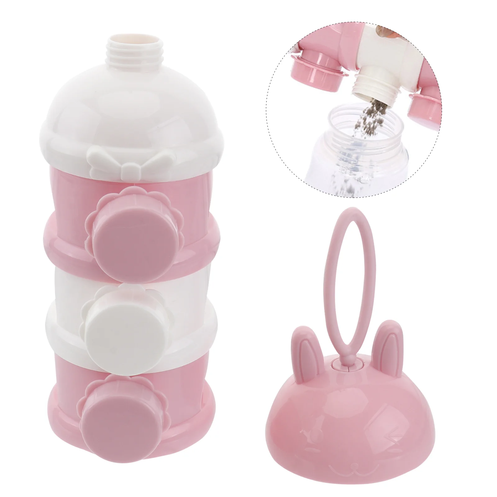 

3 Layer Powdered Milk Box Baby Formula Cases Take Away Portable Infant Boxes Kid Food Pink Storage Feeding Container