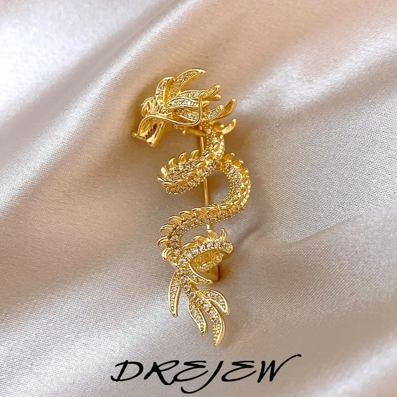 

DREJEW Inlaid Rhinestone Dragon Shaped Women Brooch Fashion Suit Pin Brooches China-Chic Premium Charms Men Accessories Gifts