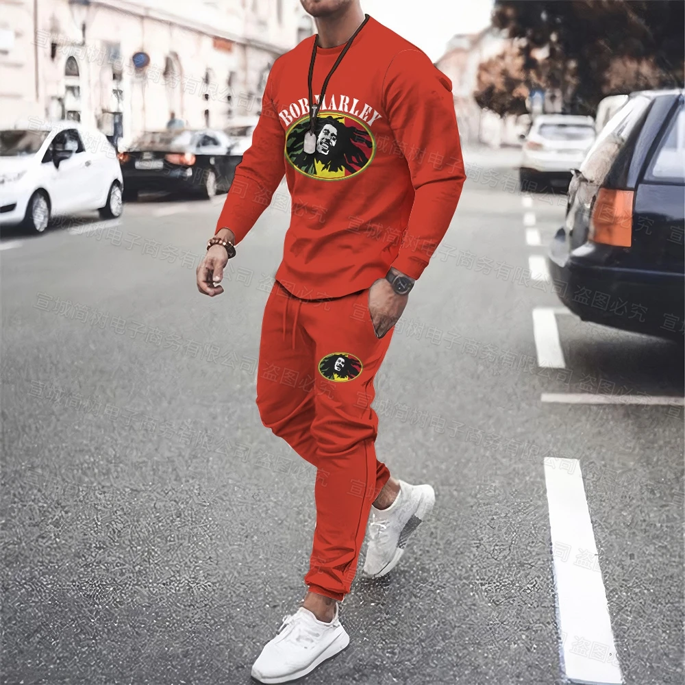 

Autumn and Winter Men's Set 3D Famous Singer Printed Long Sleeve 2-piece Set Sports Set Fashion Long Sleeve Set Comfortable