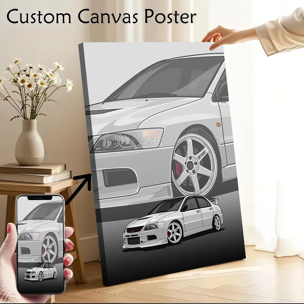 Japanese Car Lancer Evolution Canvas Poster Customizable Pictures Wall Art Canvas Painting for Room Decoration Gaming Wand Deko