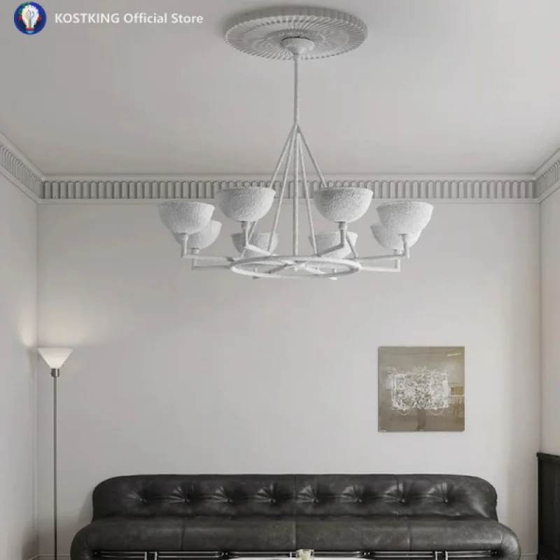 

Contemporary Minimalist Gypsum Art Decorative Chandelier Suitable for Hanging Lighting in Bedrooms Living Rooms Dining Rooms E27