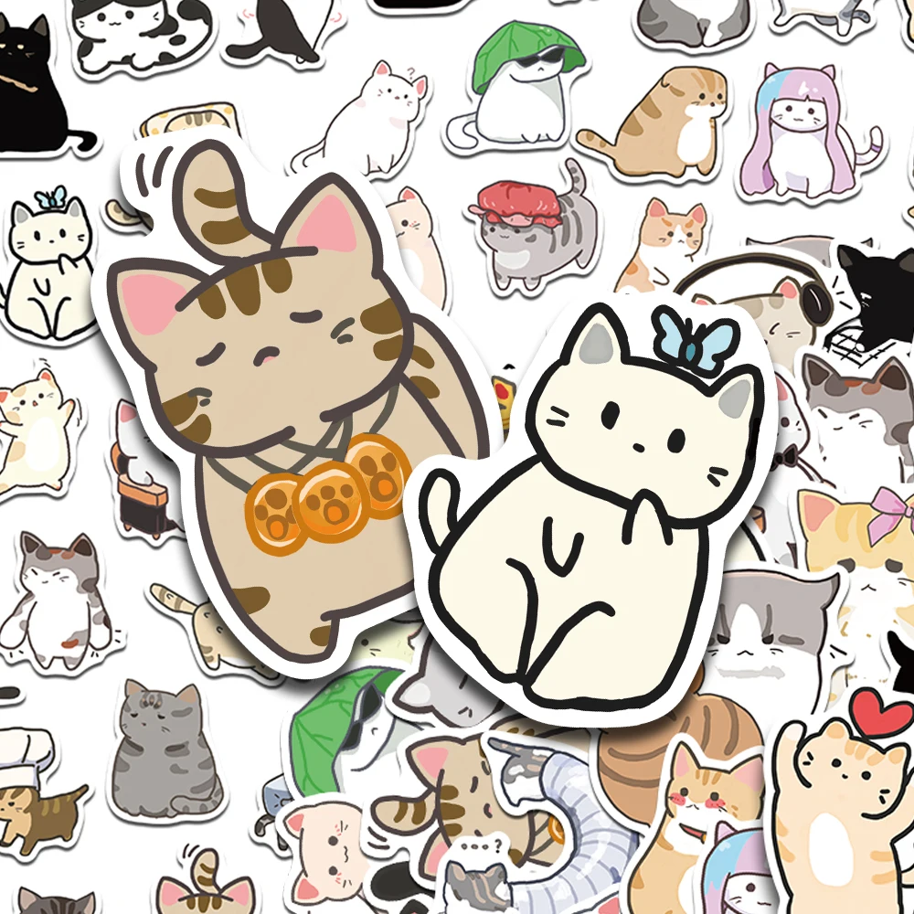 

55pcs Cartoon Cute Cat MEME Stickers Decals For Phone Scrapbook Skateboard Helmet DIY Graffiti Aesthetic Stickers Creative Gifts