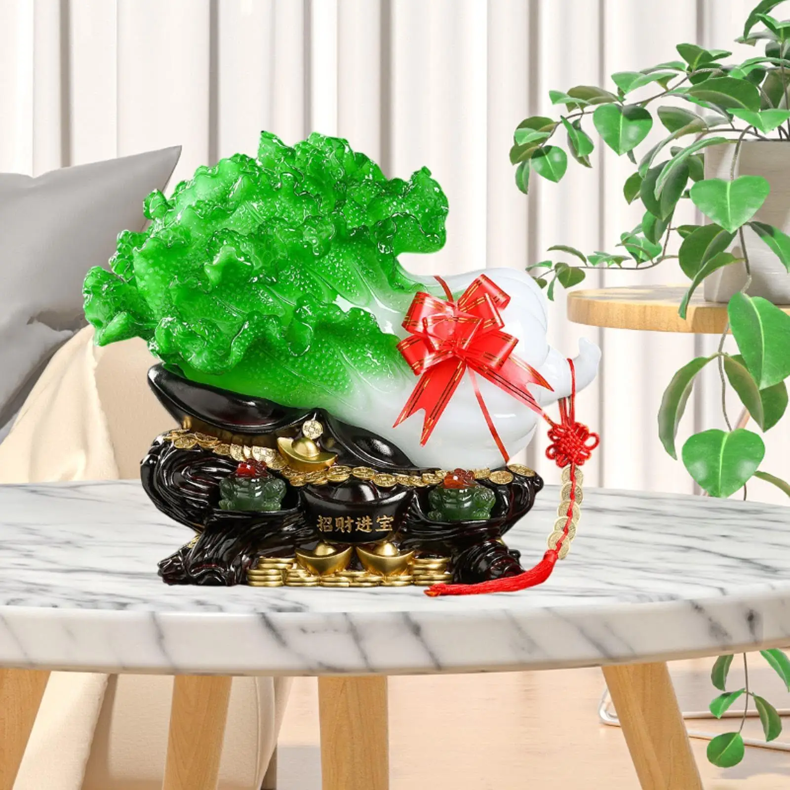 

Jade Cabbage Ornament Cabbage Figurine Statue for Living Room Home Decor Car