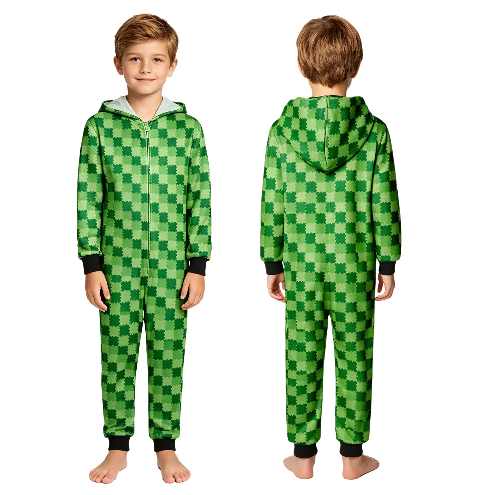 

Kids Boys Girls Hooded Long Sleeve Printed Coverall One-piece Jumpsuit Costume for Game Character Cosplay Dress Up Theme Party