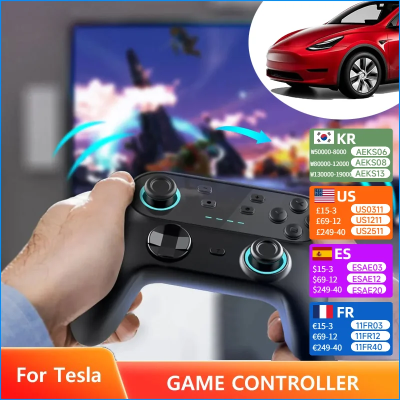 

Высокопроизводительный беспроводной игровой контроллер Bluetooth для Tesla Model 3 Y S X 2021-2025, RGB атмосферный светильник, автоаксессуары