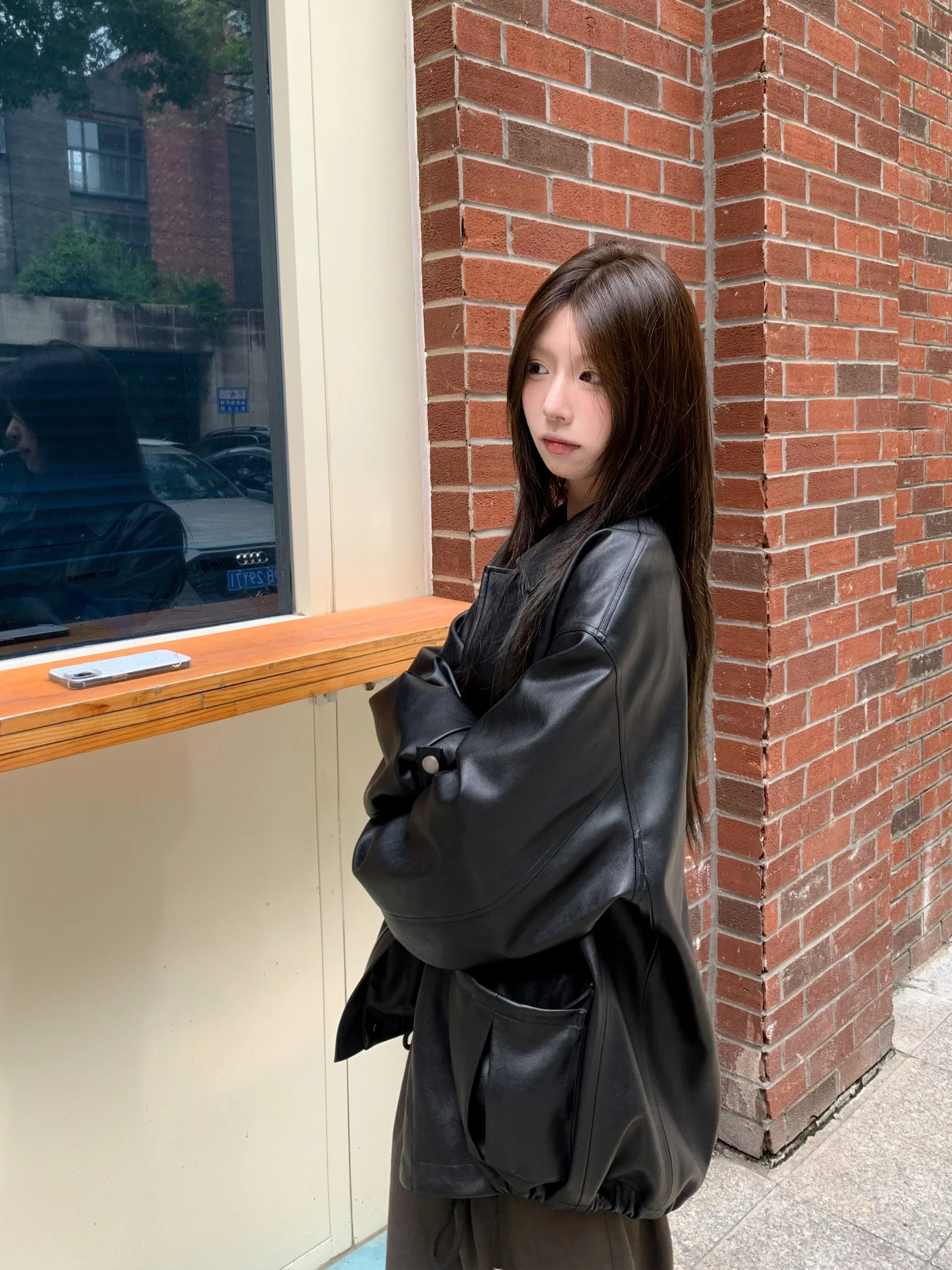 HVIVI Dames Biker Jaet PU-leren jas Heavy Du Rits Dstring Design Street Sle Long Sve Casual Top