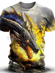 2024 Summer Men\'s Casual T-Shirt Graphic Dragon Casual Subculture 3D Print Gradient printing Sports Comfortable Tops Street