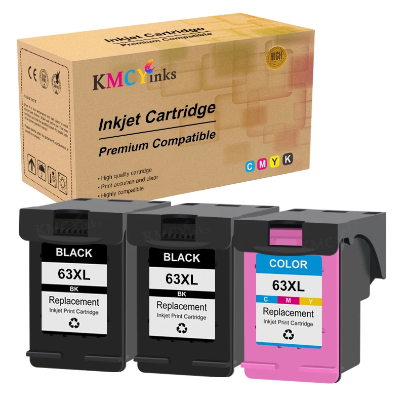 KMCYinks For HP 63 Ink Cartridge High Capacity For HP Printer OfficeJet 3830 3831 3832 3833 3834 4650 4652 4654 4655 5220 5230