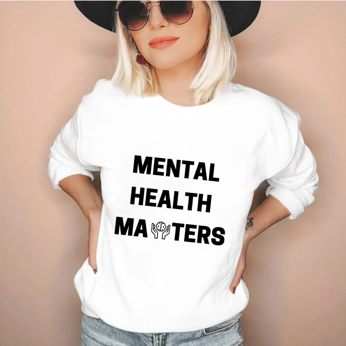 Mental Health Matters Sweatshirt 100%Cotton Women's Anxiety Sweatshirt Unisex Inspirational Spring Casual Long Sleeve Top