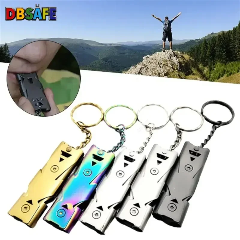 Double Tube Survival Whistle High Decibel Emergency Keychain Pendant Loud Outdoor Camping Tool Portable Multi Function Pack