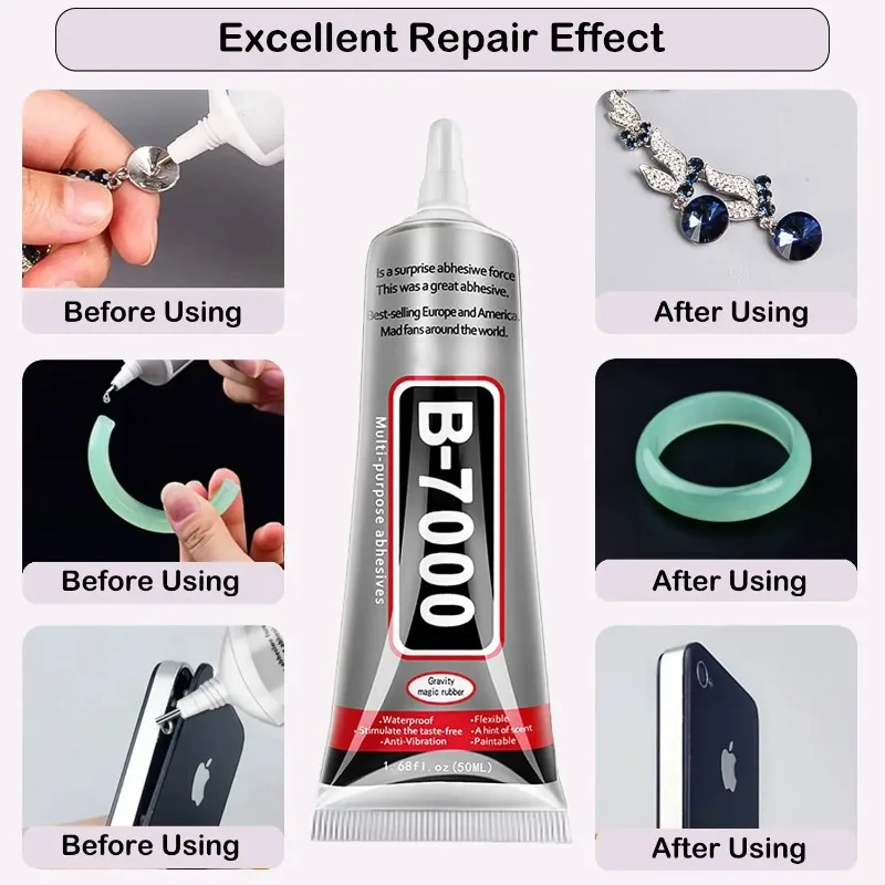 Oferta Relámpago: Pegamento Multiusos B7000 Super B-7000 para Reparación de Teléfonos, Arte de Uñas, Madera, Vidrio, Abalorios