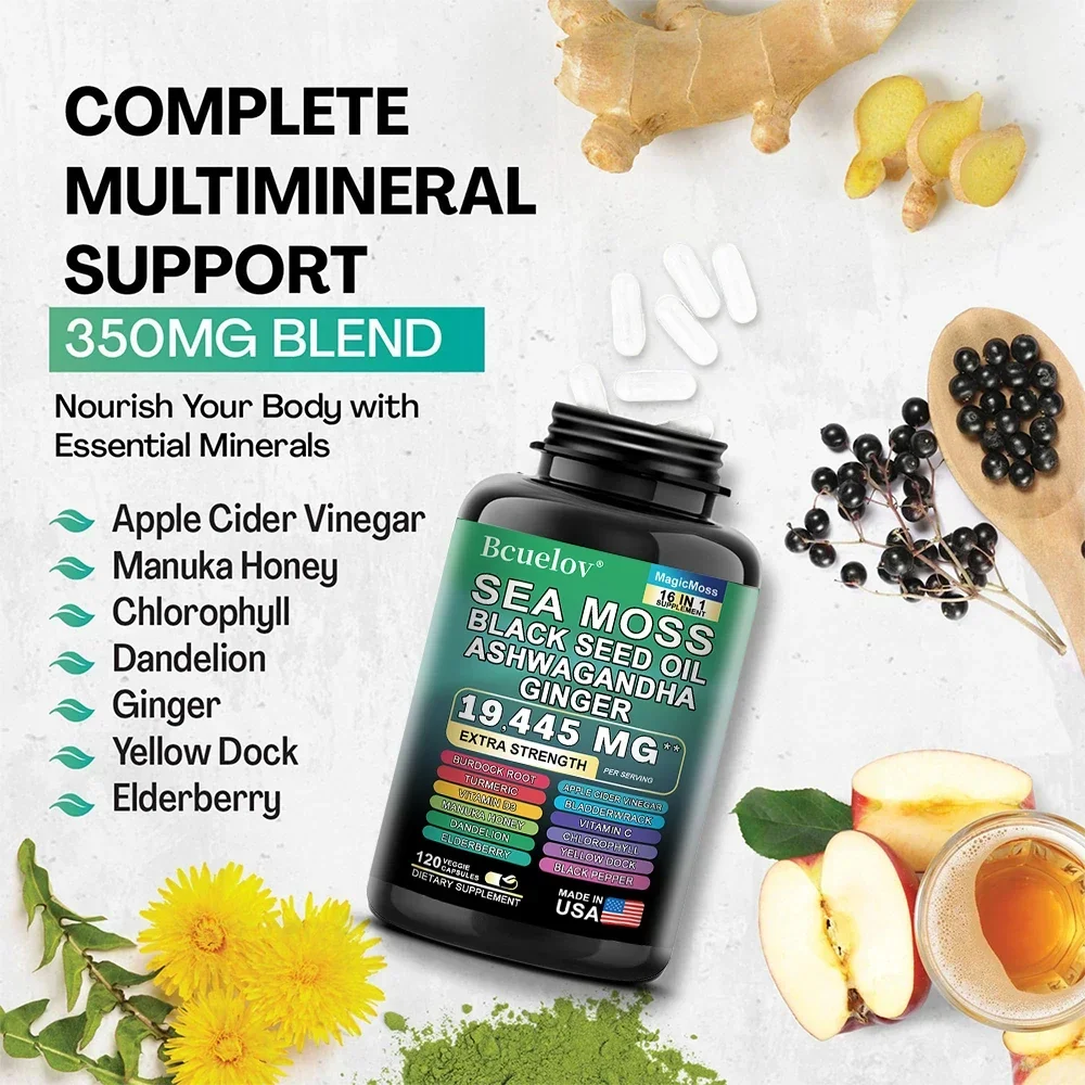 16-in-1 Black Seed Oil Capsules - Helps with Digestive Health, Immune Support, Brain Function, Gluten-free, Non-GMO