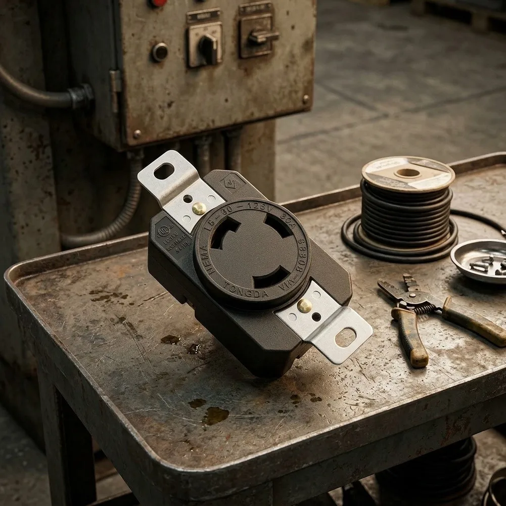 L5-30R 30A 125V Industrial Receptacle Three-Hole Anti-Stripping Design ABS Material for Workshop Installations
