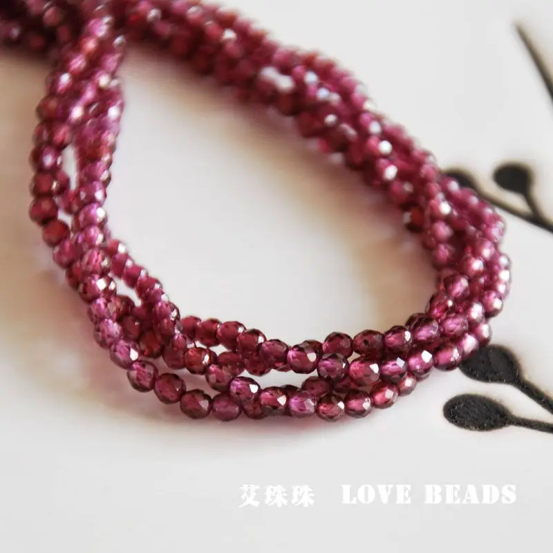 HEJI Half String!!! Natural Brazil Garnet Faceted Cut 2mm/3mm/4mm 7inch/18cm Tiny Seed Beads Jewelry Making DIY For Women