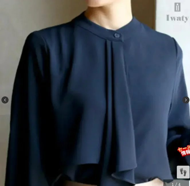 디자인 센스 틈새 리본 2025 신작 봄, 가을 리본 서양식 레이스 업 쉬폰 셔츠