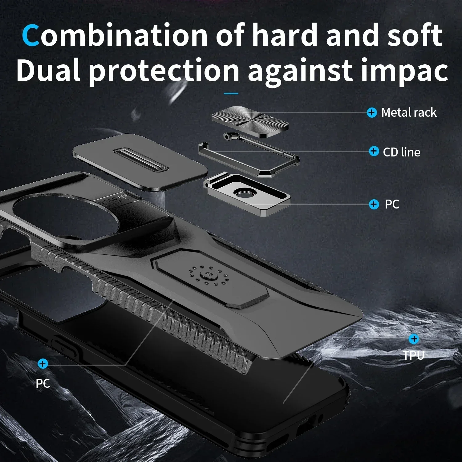 Hybrid Armor Shockproof Case For OnePlus 11 Nord CE 3 Lite N30 5G Slide Push Window Metal Ring Holder TPU Frame Back Cover