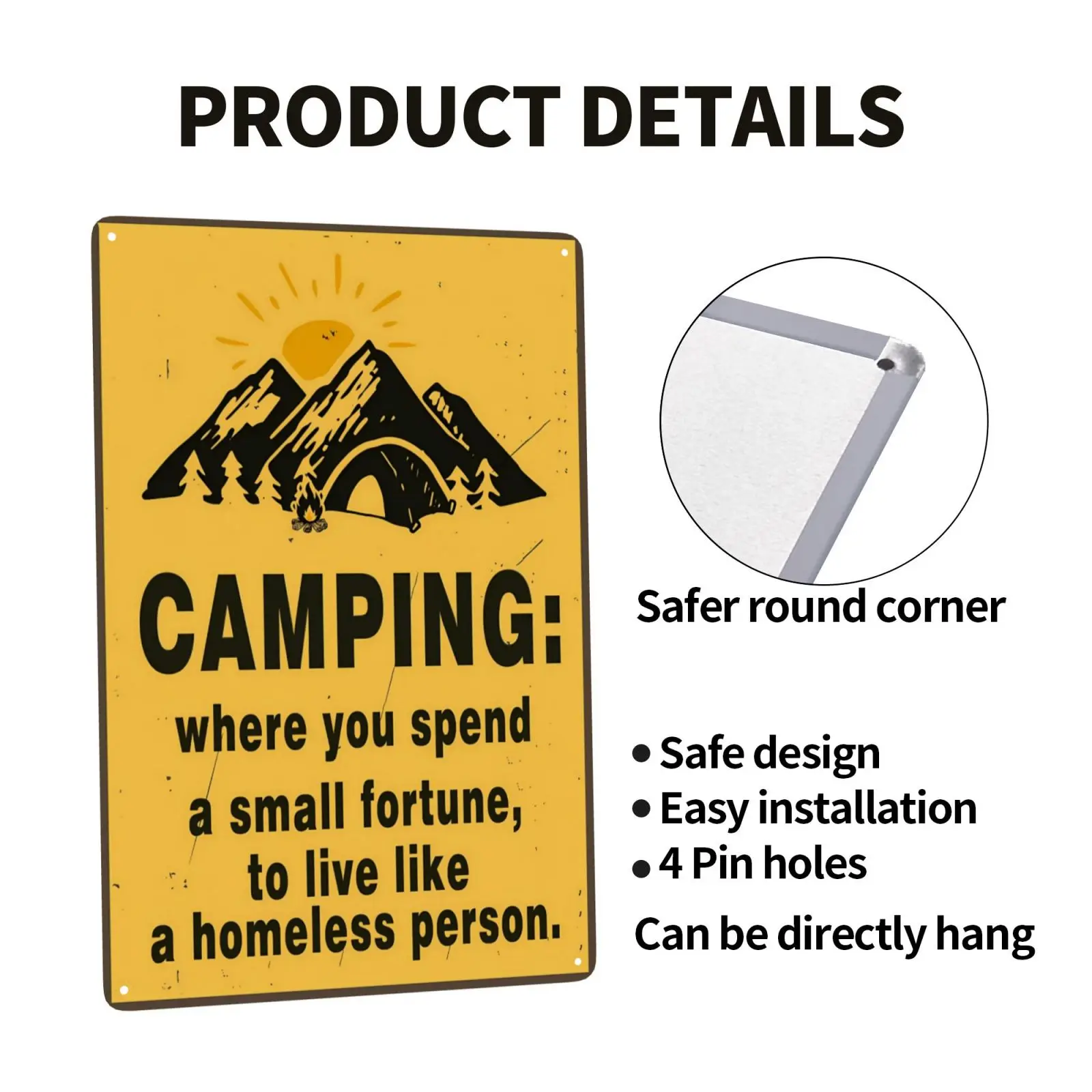 1pc, Camping Metal Sign Campground Sign For Outdoor Porch Patio Home Kitchen Garden Bar Poster Retro Decor Art 8X12 Inch