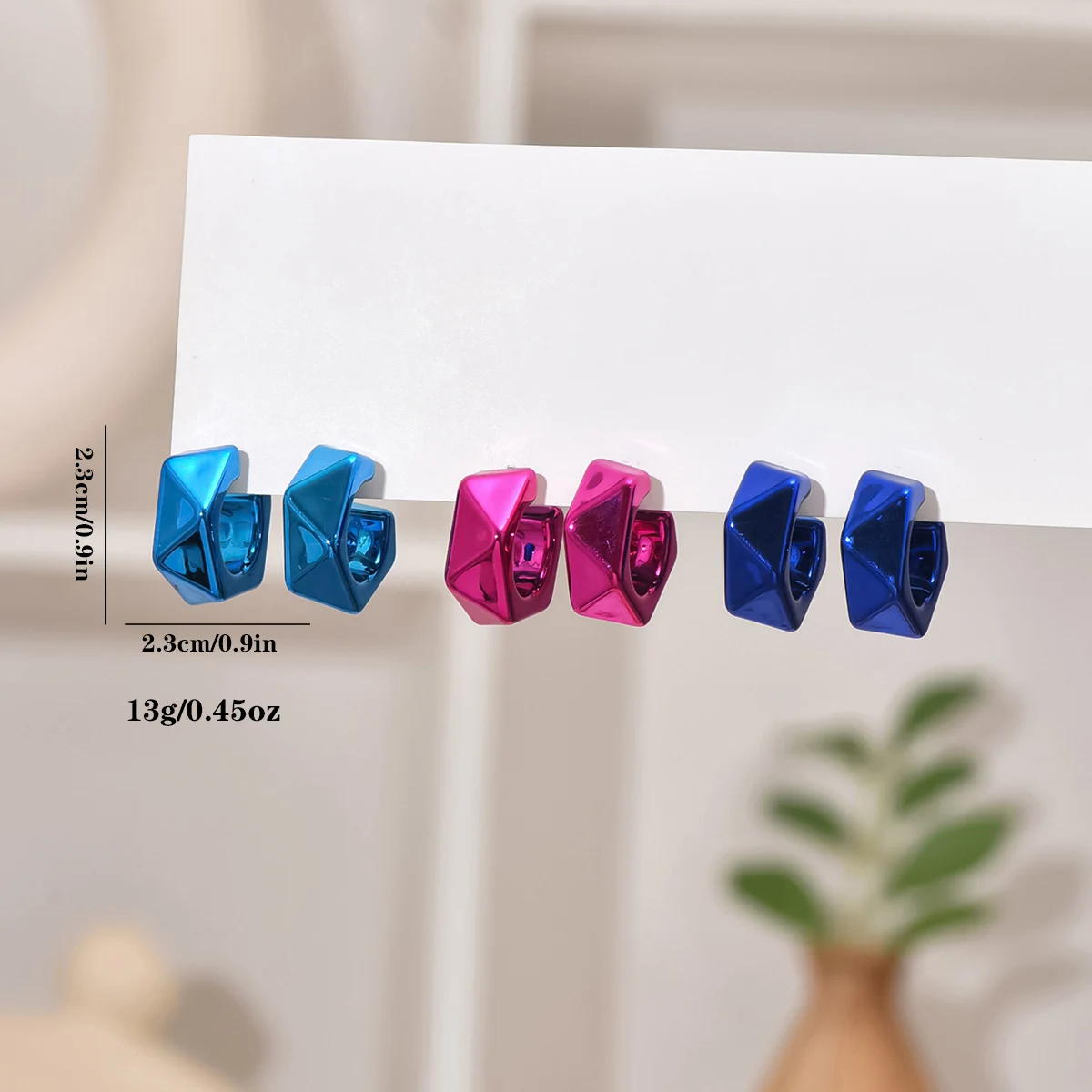 сережки Metallic Color Acrylic Chunky C-shape Hoop Earrings for Women New Irregular Geometric Huggies Earring Glossy Jewelry