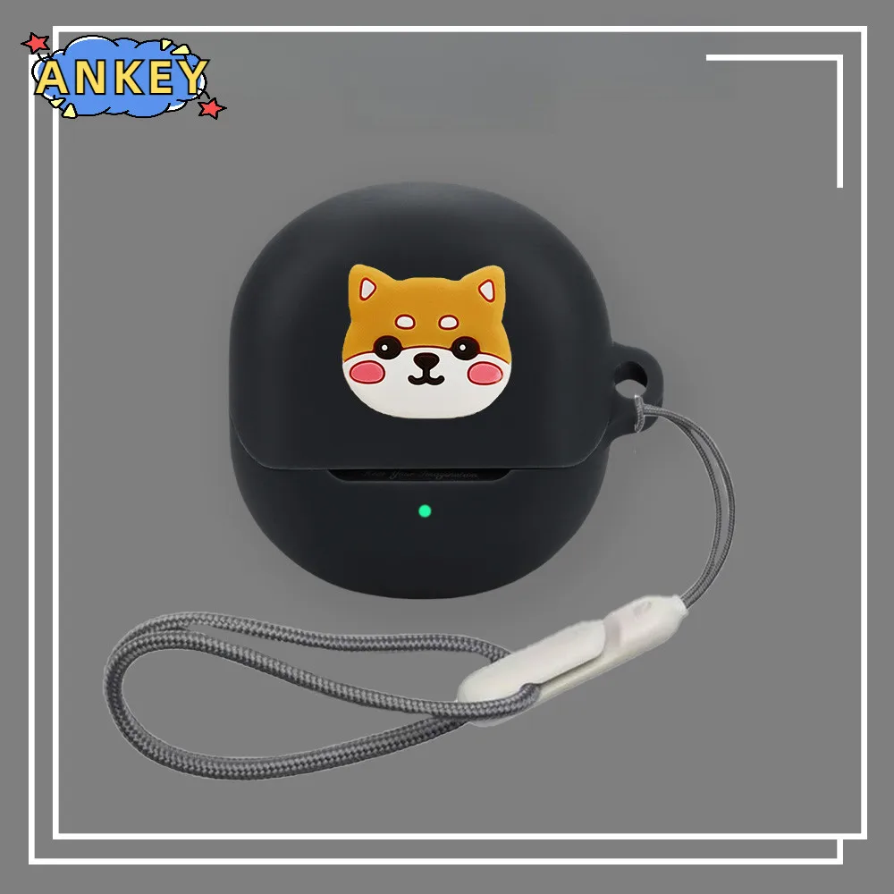 Case for SoundPEATS Air5 Lite Silicone Earbuds Air5 Cute Shark Soft Protective Headphone Cover Headset Skin With Rope