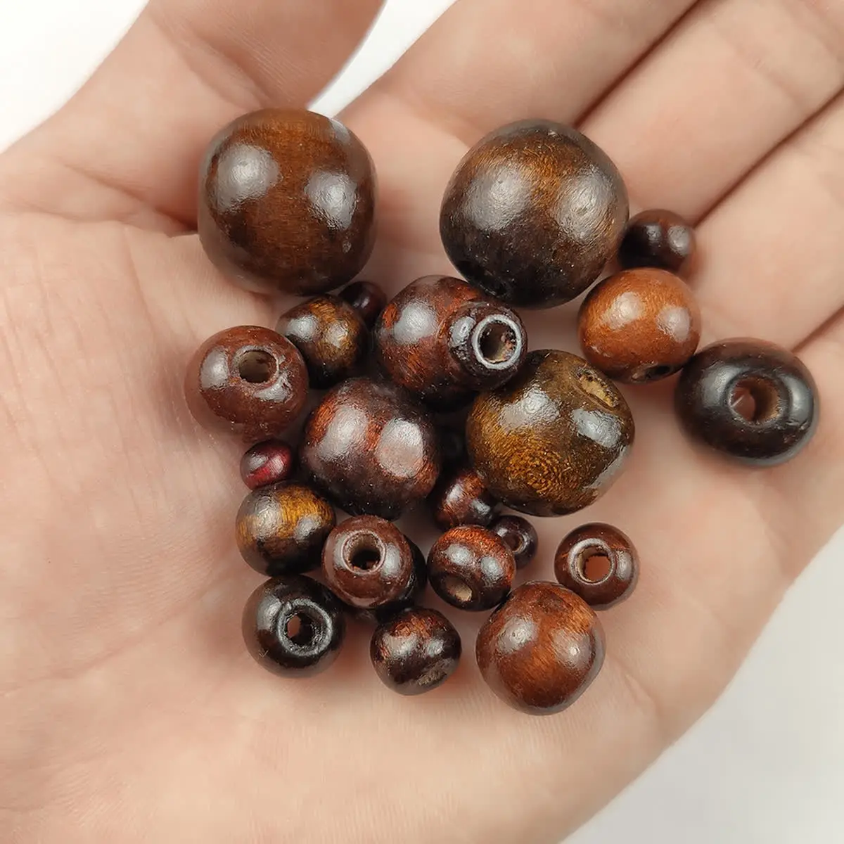 WLYeeS 5 to 20mm Brown Wooden Spacer Beads Natural Wood Loose Bead For Jewelry Bracelet Necklace Handmade DIY Ball accessories