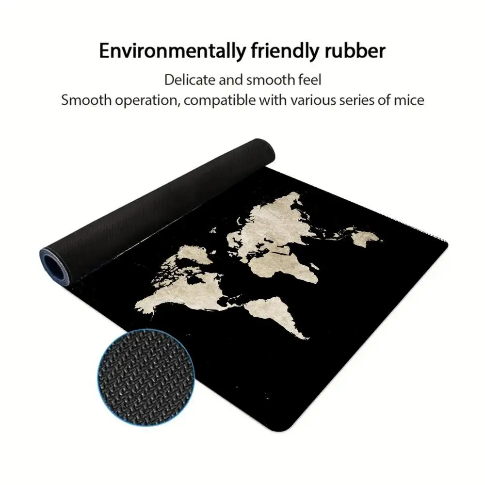 Alfombrilla de ratón lavable con parte inferior de goma antideslizante con mapa del mundo Retro adecuada para tareas y juegos y alfombrillas de ratón de oficina