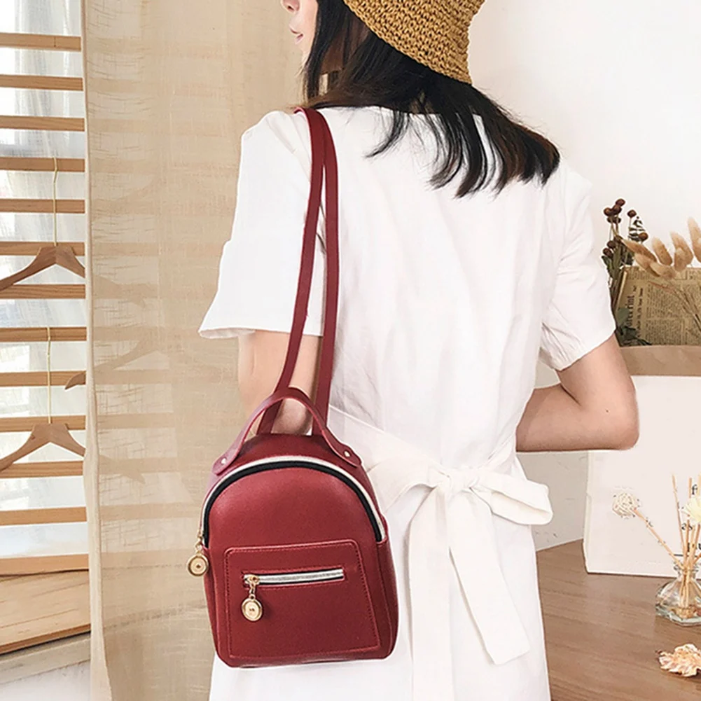 Милый рюкзак BISM для женщин, кожаные мини-рюкзаки, трансформируемая сумка на плечо, кошелек для мобильного телефона, сумка через плечо, черный
