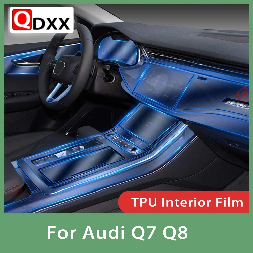 

For Audi Q7 Q8 2019-2020 Car Interior Center console Transparent TPU Protective film Anti-scratch Repair film Accessories Refit