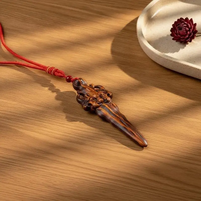 Lightweight Peach Wood Taoist Sword Pendant Spiritual Blessing Charm for Kids Bedroom Under Bed Wish Decor