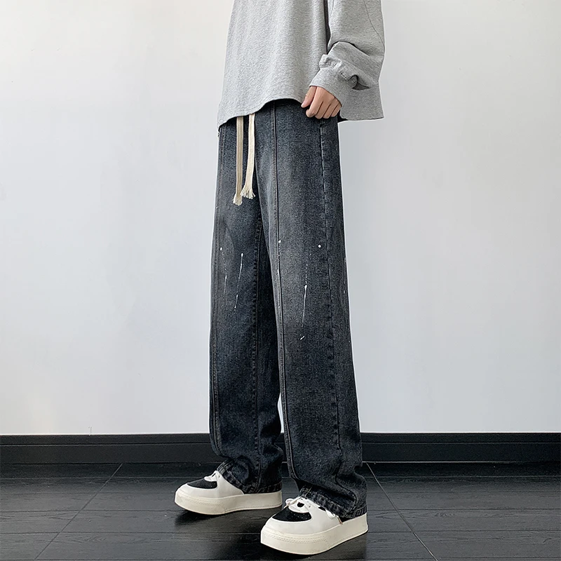 

Мужские джинсы American High Street: прямые, повседневные, длинные брюки, весна-осень, модные, винтажные, из денима с эффектом потертости