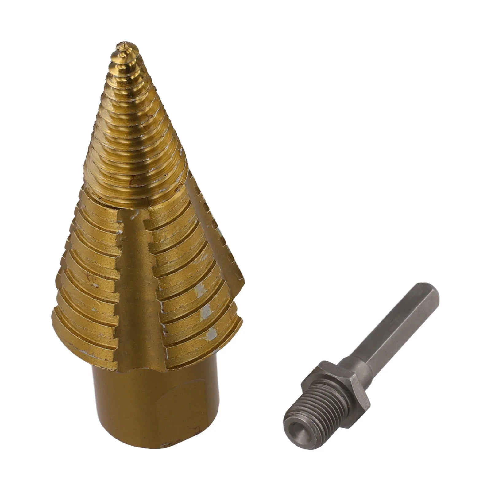 Embout de fendage de bois avec système de changement rapide compatible avec les perceuses SDS et à tige hexagonale carrée pour un fendage efficace des bûches.