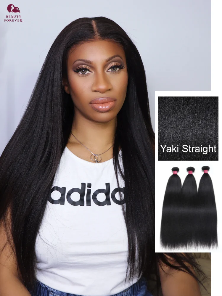 Beautyforever 12A Yaki Straight Human Hair Weave 3 4 Bundles Unprocessed Raw Virgin Human Hair Bundles Brazilian Hair Weft