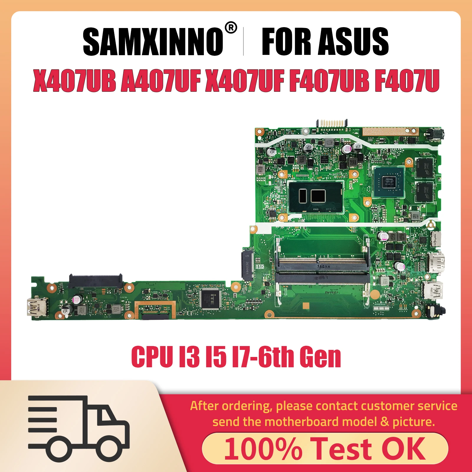 

X407UB Notebook Mainboard For ASUS A407UF F407U X407UF F407UB A407U F407UF Laptop Motherboard CPU I3 I5 I7 6th Gen