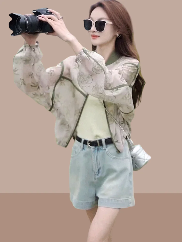 

Women's Summer Thin Ice Silk Loose Sun Protection Outerwear Fashionable Premium Feeling Small Size Sun Protection Top