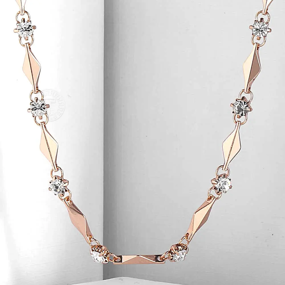 585 Rose Gold Color Necklace For Women Girls  Cubic Zircon Link Chain Necklaces Female Hot Party Wedding Jewelry Valentines Gift