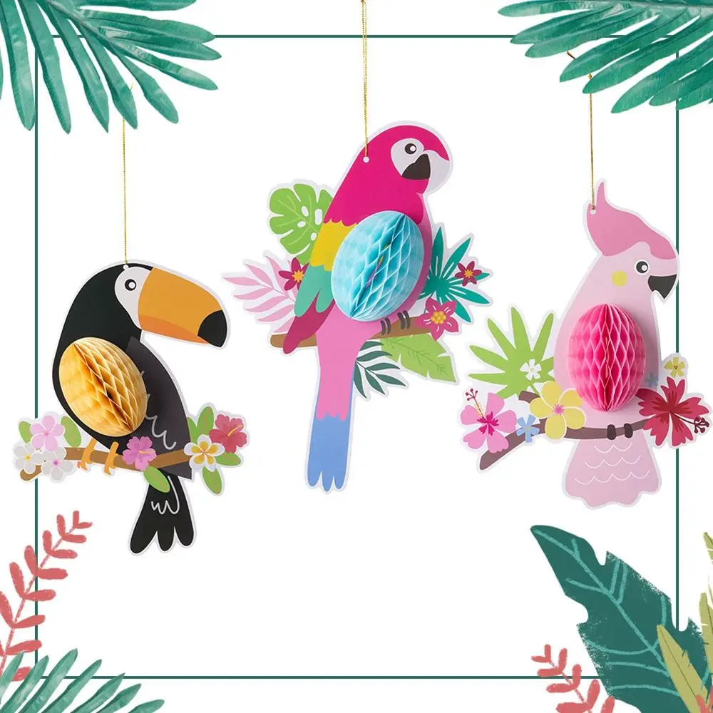 

Wedding Paper Home Classroom for Birthday Bedroom Honeycomb Tropical Birds Hanging Parrot Hanging Decorations Party Decoration
