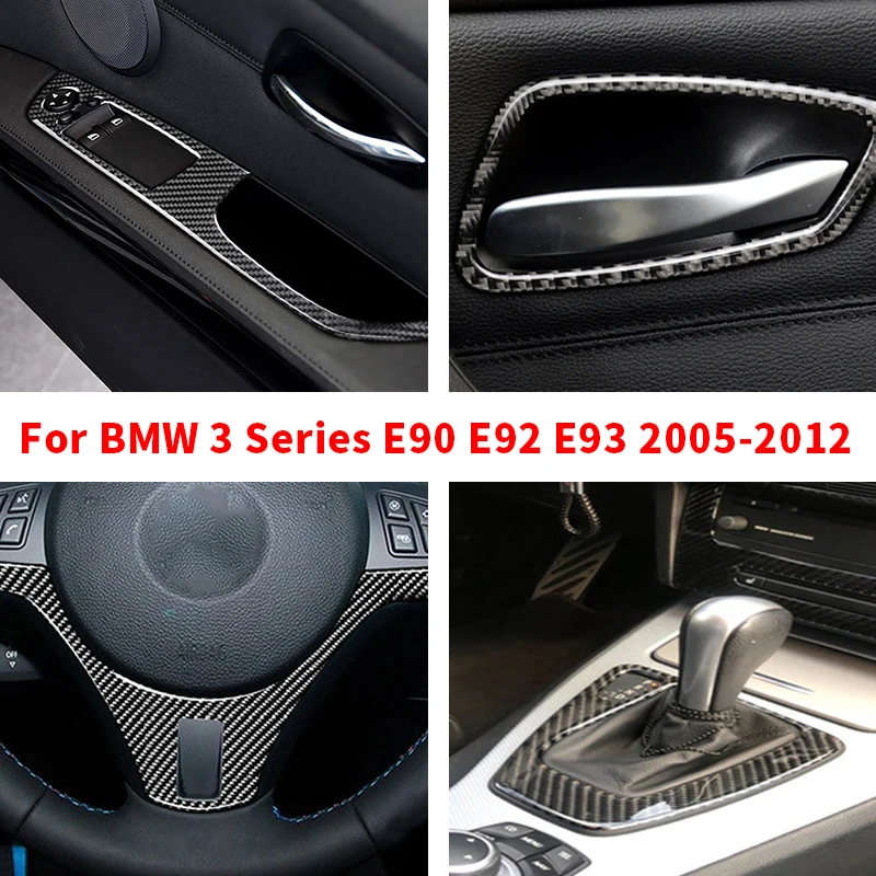 

For BMW E90 E92 E93 3 Series 2005-2012 2PCS Real Carbon Fiber Car Window Switch Lift Panel Button Frame Cover Trim