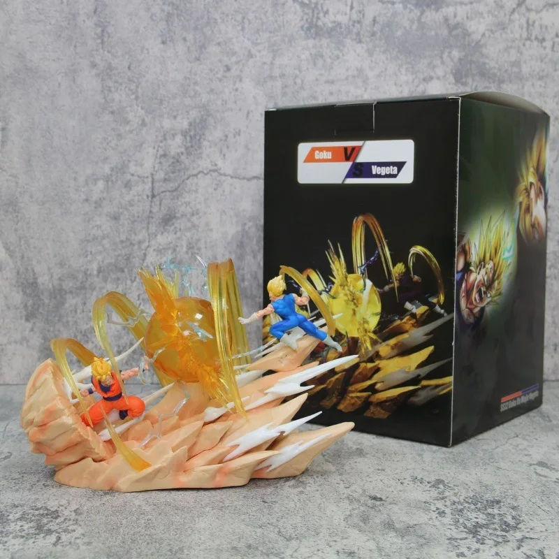 Dragon Ball Series Figurine 17cm Wukong Vs Magic Bay Super Saiyan Can Light Up Anime Model Figurine Statue Desktop Ornament Gift