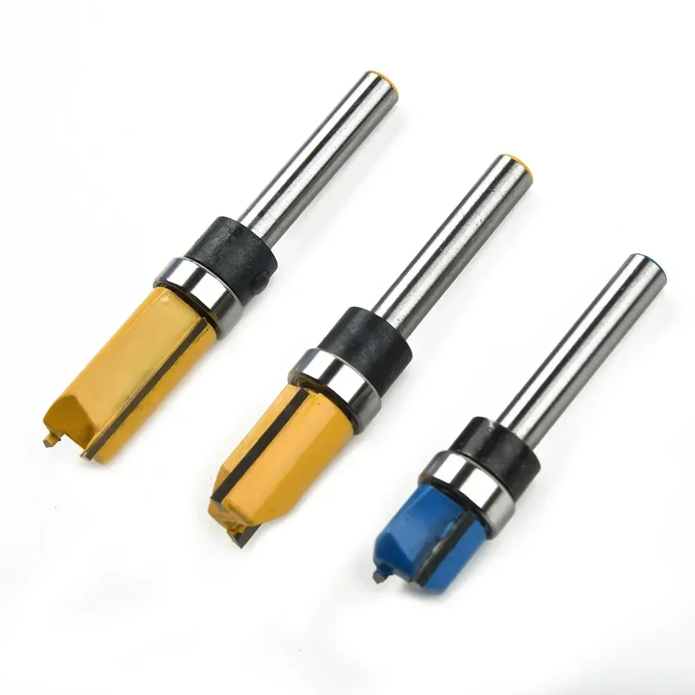 

3Pcs/set Woodworking Milling Cutter 1/4" Shank Edge Trimming Slotting Router Bit Milling Machine Woodworking Flush Trim Template