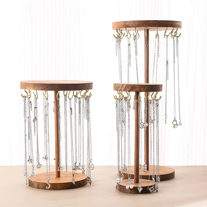 

Держатель для ожерелья, органайзер, подставка для ювелирного дерева с металлическими крючками 12/18, деревянная башня для демонстрации ожерелья для дома или шоу, продаваемого использования
