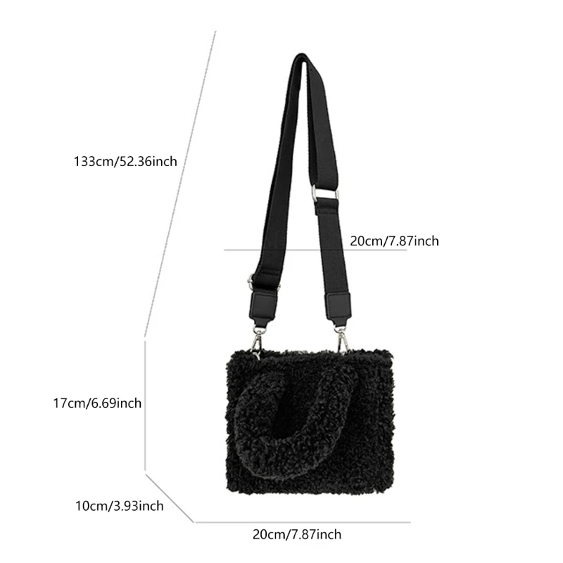 Women Faux Lambskin Fleece Shoulder Bag Mini Handbag for Shopping and Casual