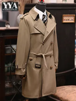 British Style Classic Design Mens Double Breasted Trench New Spring Autumn Business Casual Overcoat High Street Mens Long Coat